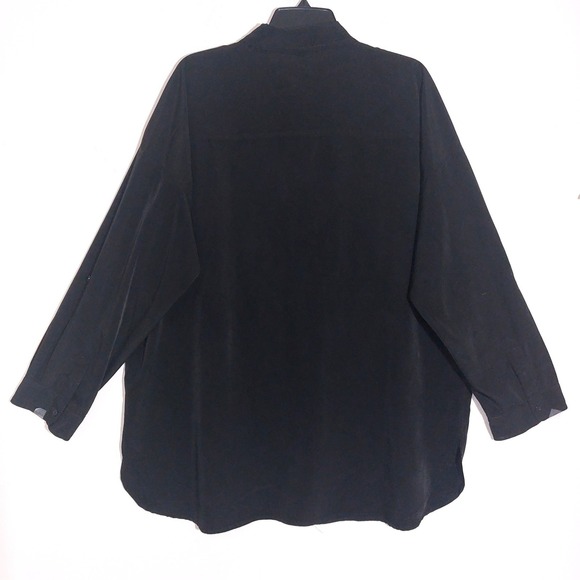 Chicos Soft Black Button Front Rolled Tab Long Sleeve Collared Shirt Size 3 EUC - Picture 8 of 11
